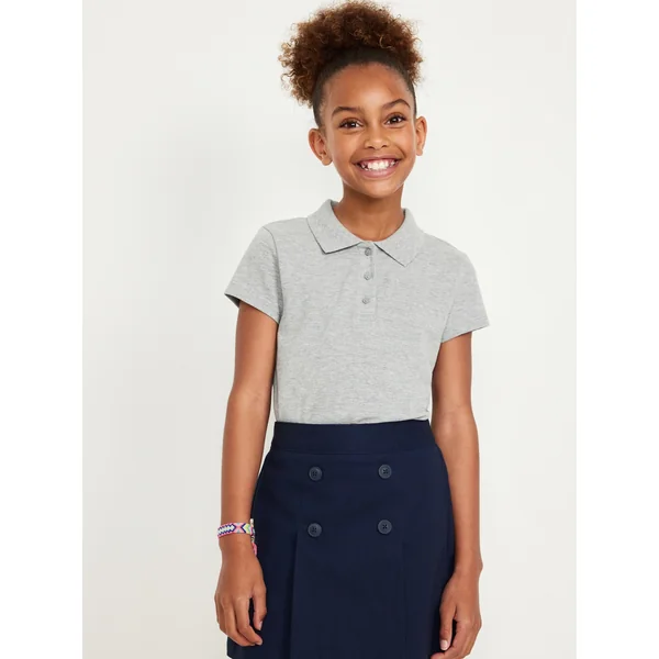 Uniform Pique Polo Shirt for Girls - Heather Grey