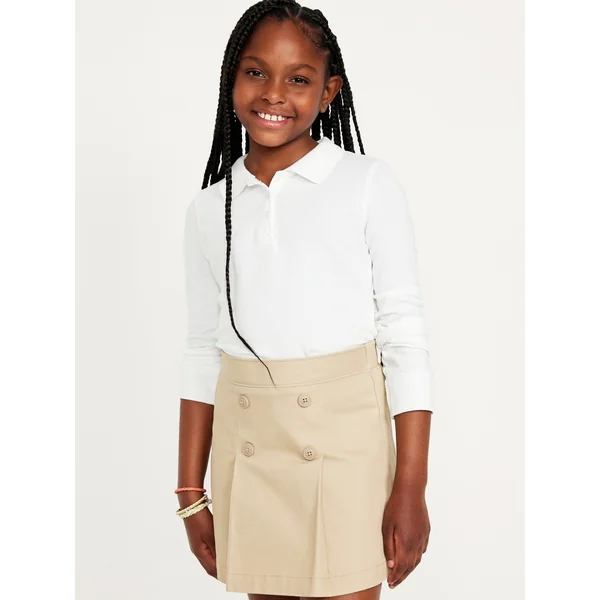 Uniform Pique Polo Shirt for Girls - White Bright