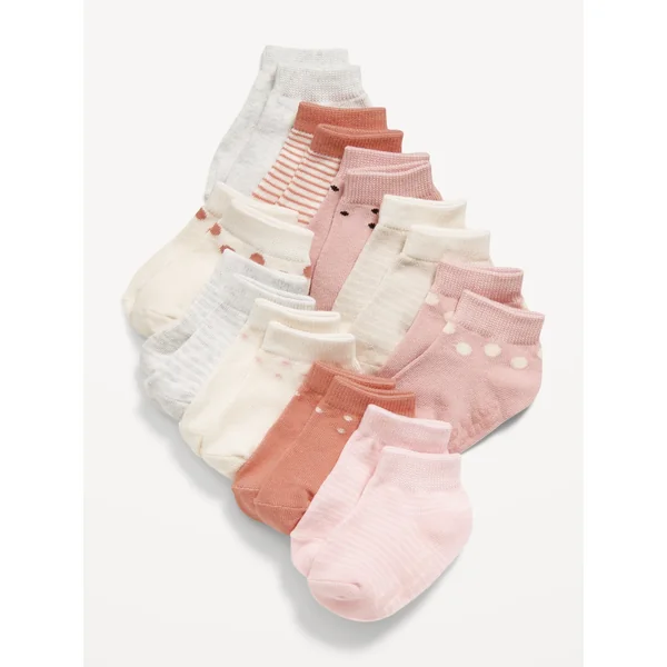 Unisex 10-Pack Ankle Socks for Toddler & Baby - Pink Stripe