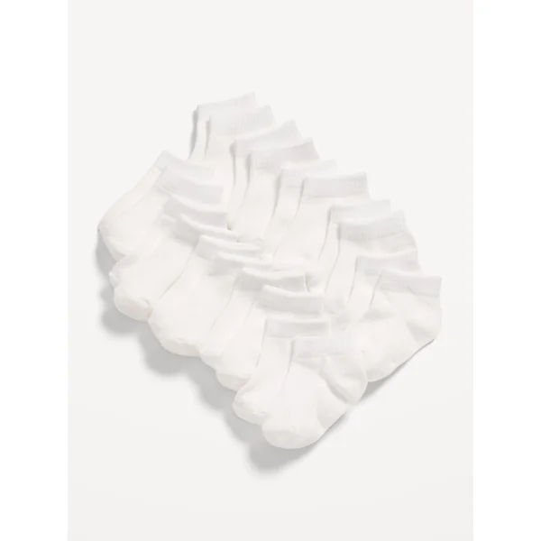 Unisex 10-Pack Ankle Socks for Toddler & Baby - White