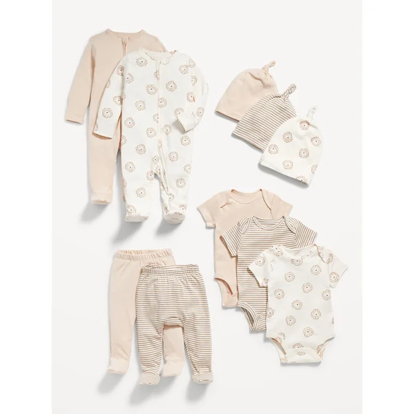 Unisex 10-Piece Layette Set for Baby - Lions
