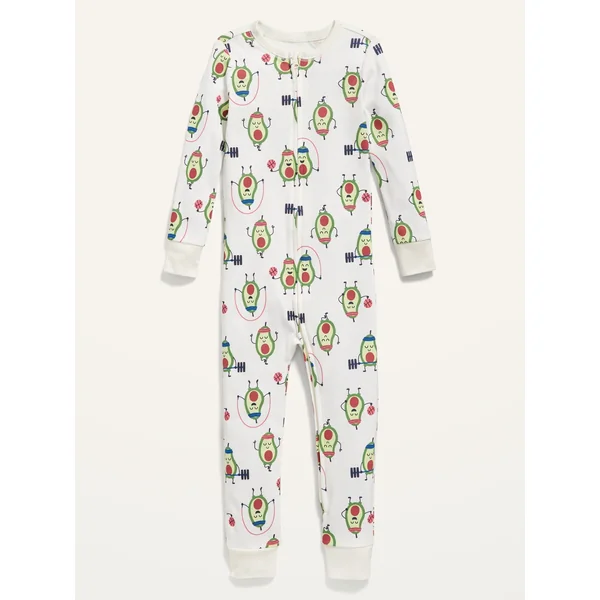 Unisex 2-Way-Zip Printed Pajama One-Piece for Toddler & Baby - Light Avocado