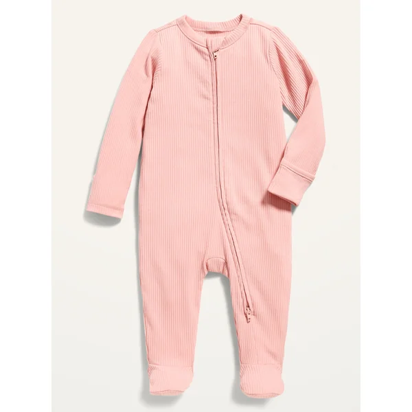 Unisex 2-Way-Zip Sleep & Play Footed One-Piece for Baby - Abalone Pink