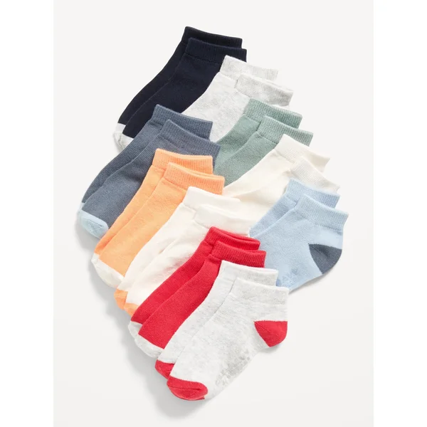 Unisex Ankle Socks 10-Pack for Toddler & Baby - Multi Top