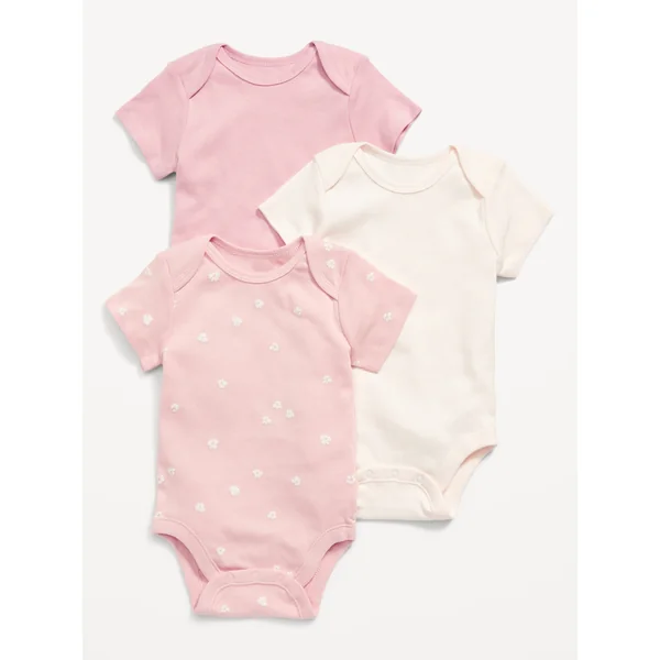 Unisex Bodysuit 3-Pack for Baby - Pink Floral