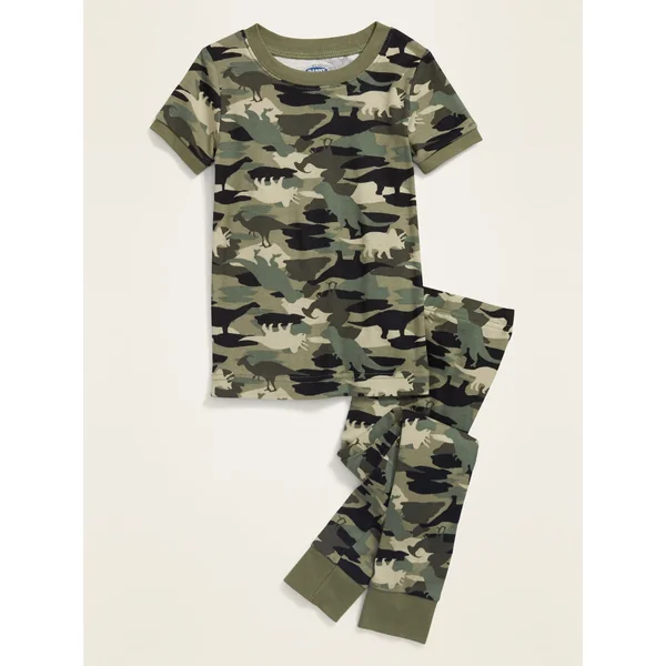 Unisex Camo-Dino Pajama Set for Toddler & Baby - Camo Dino