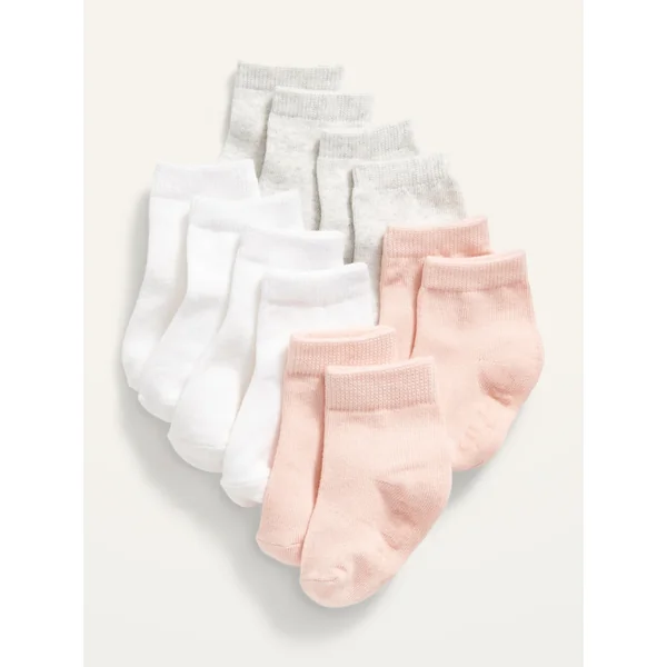 Unisex Crew Socks 6-Pack for Toddler & Baby - In The Pink