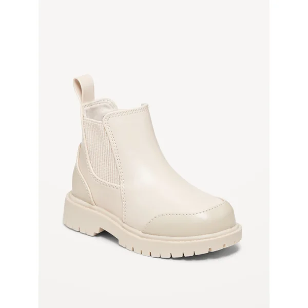 Unisex Faux-Leather Chelsea Boots for Toddler - Creamy Oat