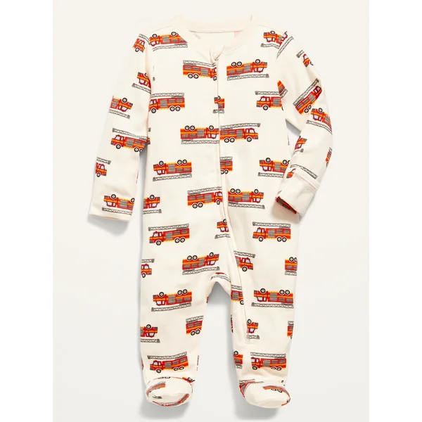 Unisex Printed Footed Sleep & Play One-Piece for Baby - Fire Engine