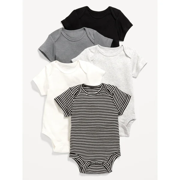 Unisex Short-Sleeve Bodysuit 5-Pack for Baby - Gray Stone