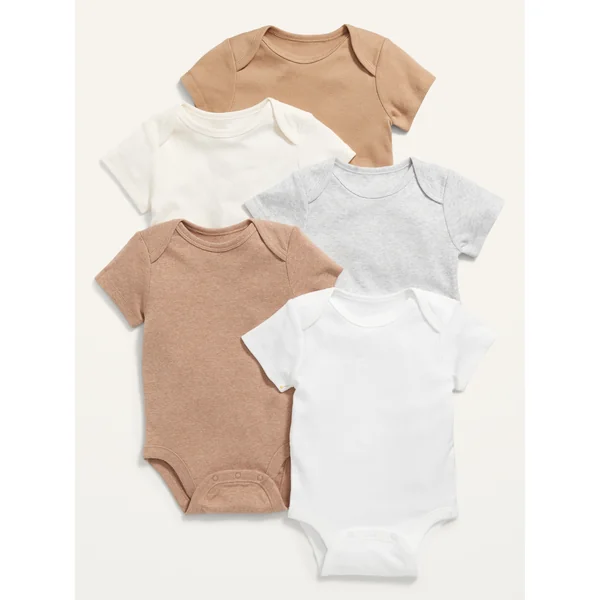 Unisex Short-Sleeve Bodysuit 5-Pack for Baby - Neutral