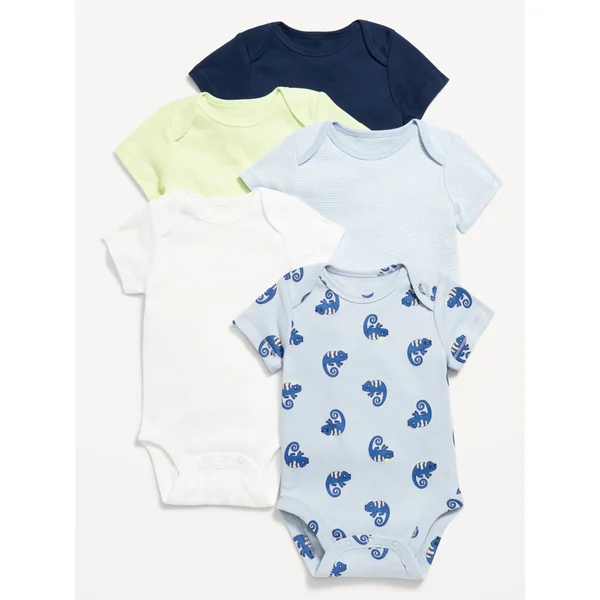 Unisex Short-Sleeve Bodysuit 5-Pack for Baby - OBSCURE NIGHT