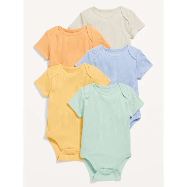 Unisex Short-Sleeve Bodysuit 5-Pack for Baby - Rainbow