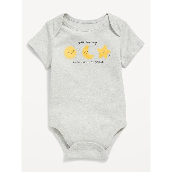 Unisex Short-Sleeve Graphic Bodysuit for Baby - Light Heather Gray