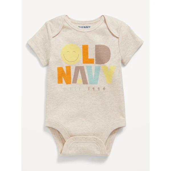 Unisex Short-Sleeve Logo-Graphic Bodysuit for Baby - Oatmeal Heather