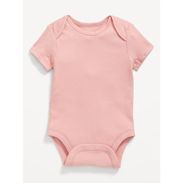 Unisex Short-Sleeve Rib-Knit Bodysuit for Baby - Abalone Pink