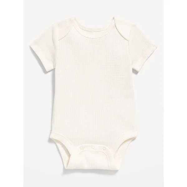 Unisex Short-Sleeve Waffle-Knit Bodysuit for Baby - Sea Salt