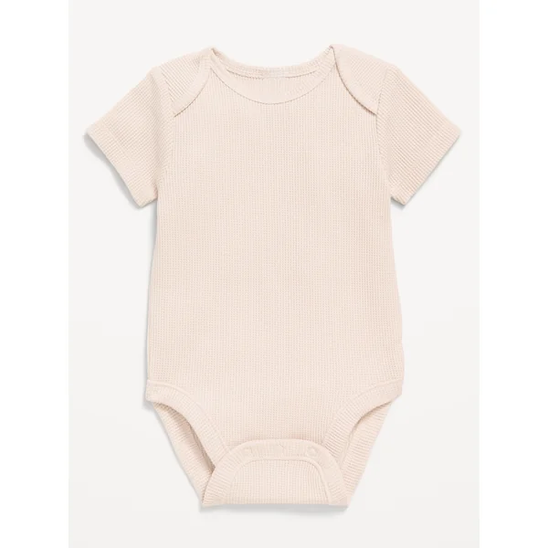 Unisex Short-Sleeve Waffle-Knit Bodysuit for Baby - Wish Bone