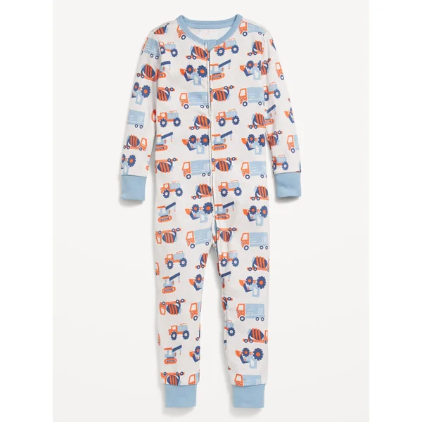 Unisex Snug-Fit 2-Way-Zip Pajama One-Piece for Toddler & Baby - Cement Truck
