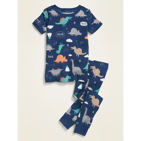 Unisex Snug-Fit Printed Pajama Set for Toddler & Baby - Dinosaurs
