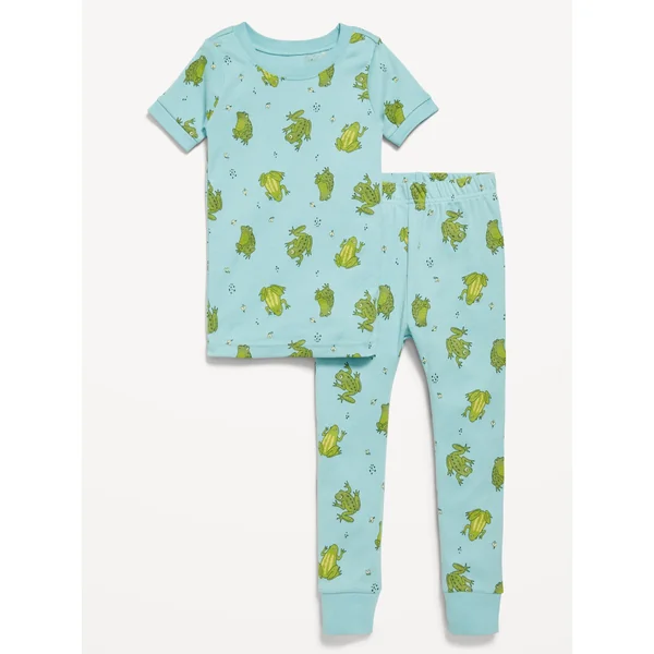 Unisex Snug-Fit Printed Pajama Set for Toddler & Baby - Green Frog