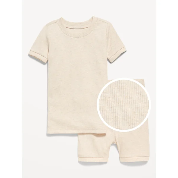 Unisex Snug-Fit Ribbed Pajama Set for Toddler & Baby - Funfetti