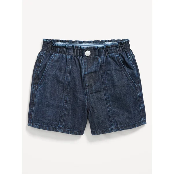 Utility Jean Shorts for Toddler Girls - Dark Wash