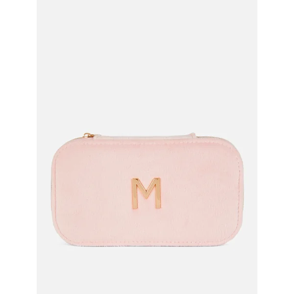 Velvet Initial Jewelry Box - Light Pink