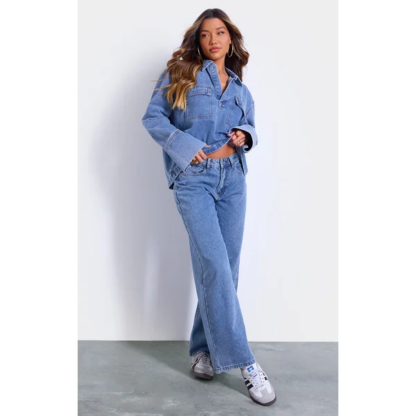 Vintage Blue High Waist Wide Leg Jeans