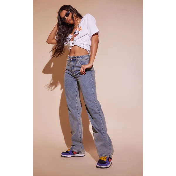 Vintage Mid Wash Straight Leg Jeans