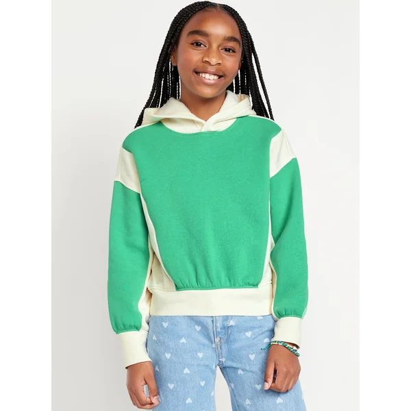 Vintage Oversized Color-Block Pullover Hoodie for Girls - Beginners Luck