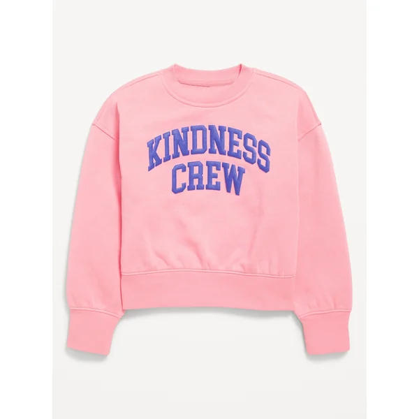 Vintage Oversized Crew-Neck Graphic Sweatshirt for Girls - F CORE CREW:ANEMONE1