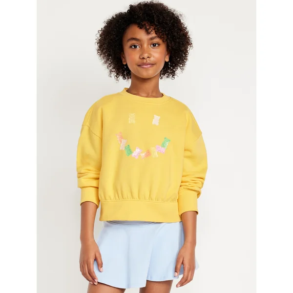 Vintage Oversized Crew-Neck Graphic Sweatshirt for Girls - Taxicab