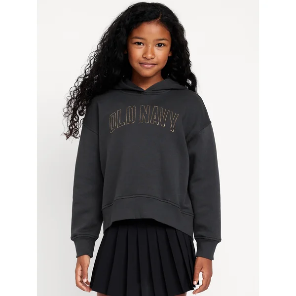 Vintage Oversized Logo-Graphic Hoodie for Girls - Panther