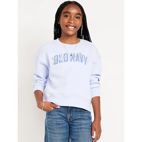 Vintage Oversized Logo-Graphic Sweatshirt for Girls - ORCHID TINT