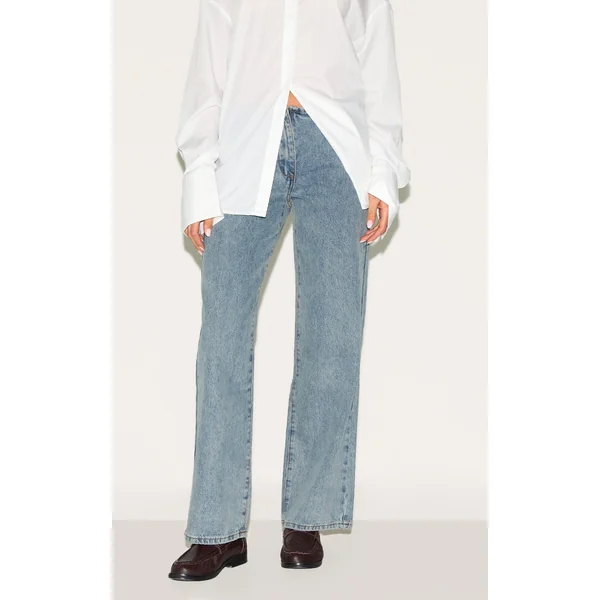 Vintage Wash Low Rise No Waistband Straight Leg