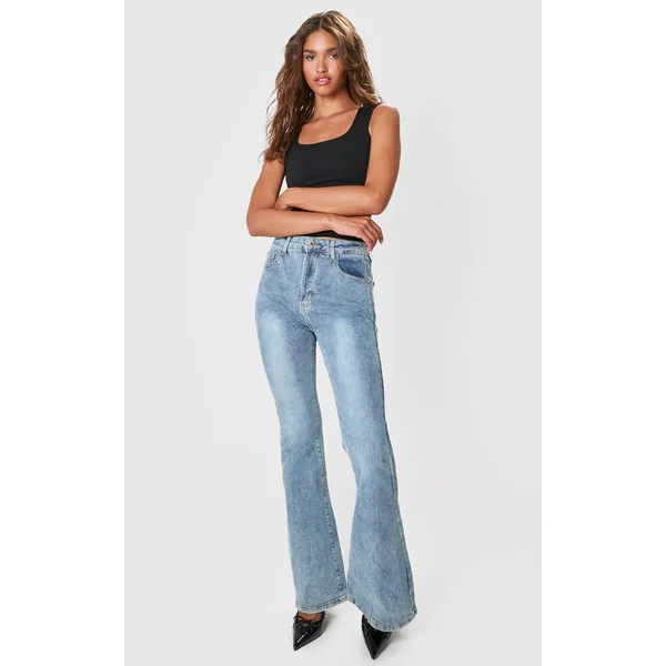 Vintage Wash Seam Back Split Hem Wide Leg Flares