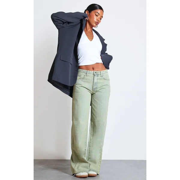 Vintage Wash Wide Leg Low Rise Jeans