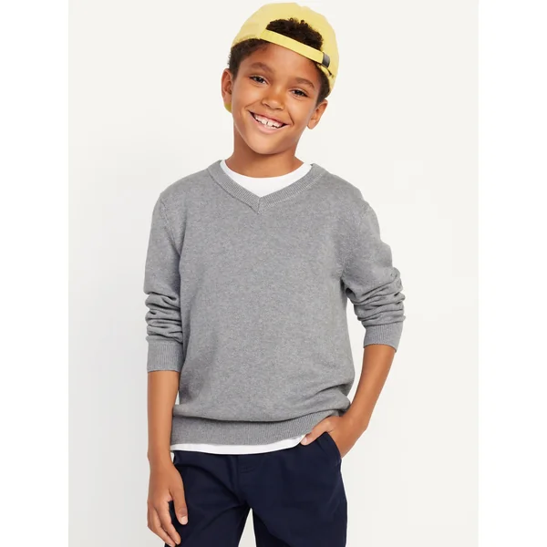 V-Neck Sweater for Boys - Charcoal