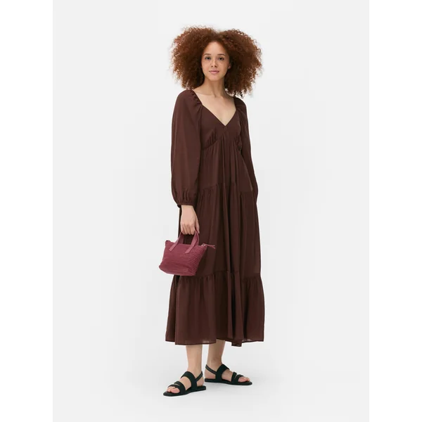 Voile Maxi Dress - Chocolate