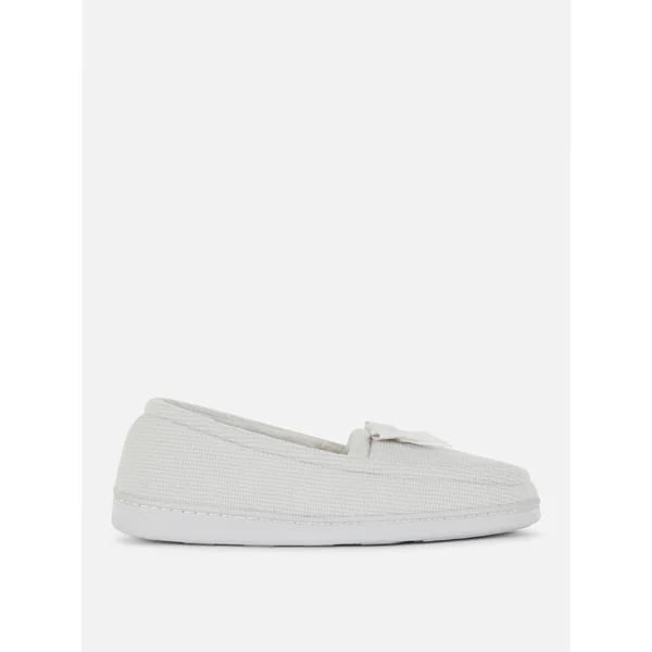 Waffle Moccasin Slippers - Gray