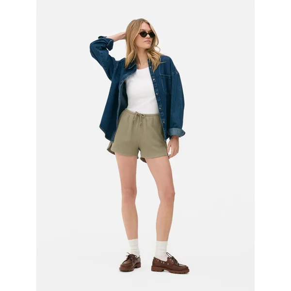 Waffle Texture Shorts - Olive
