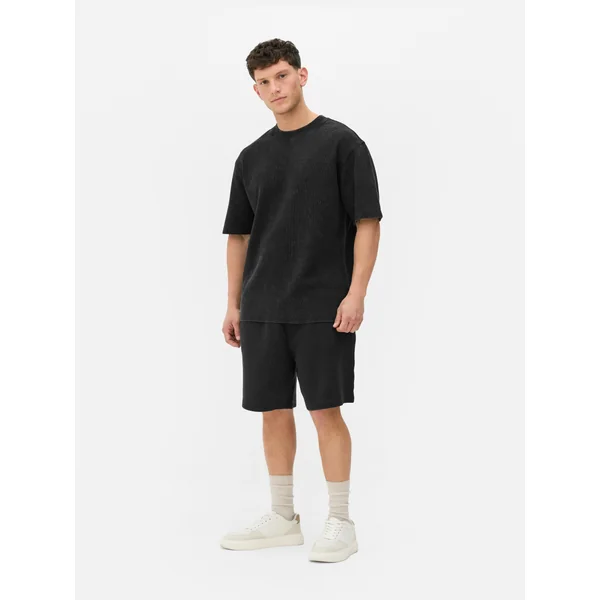 Waffle Texture T-Shirt - Black