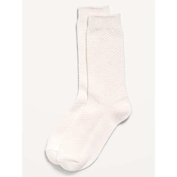 Waffle-Knit Crew Socks for Men - Creme