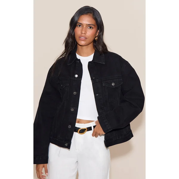 Washed Black Oversized Classic Denim Jacket
