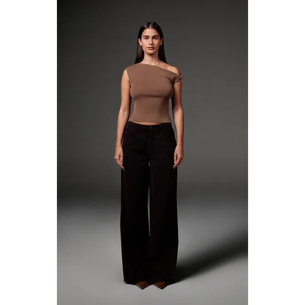 Washed Black Wide Leg Jeans