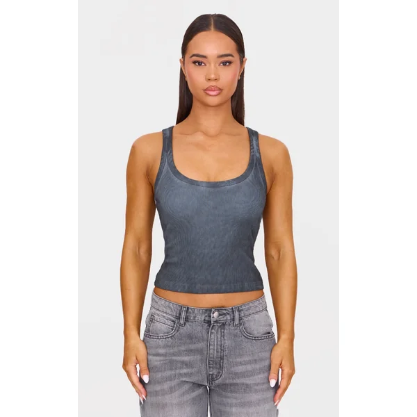 Washed Charcoal Premium Ribbed Vest