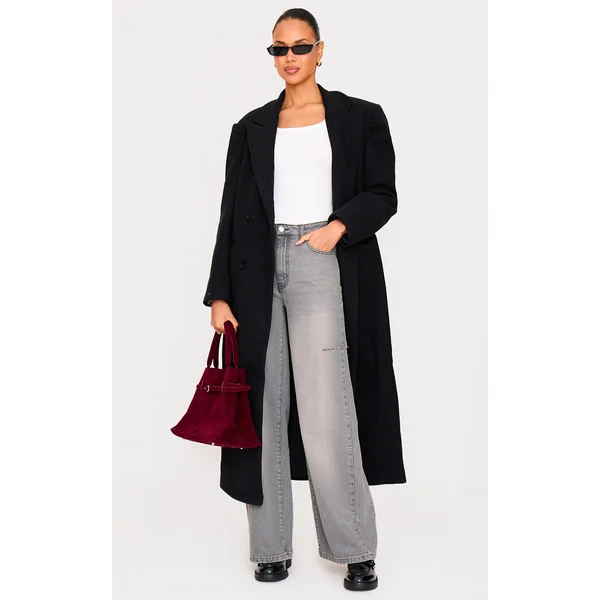 Washed Grey Thigh Split Wide Leg Style Jeans