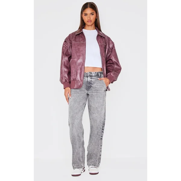 Washed Grey Wide Leg Jeans