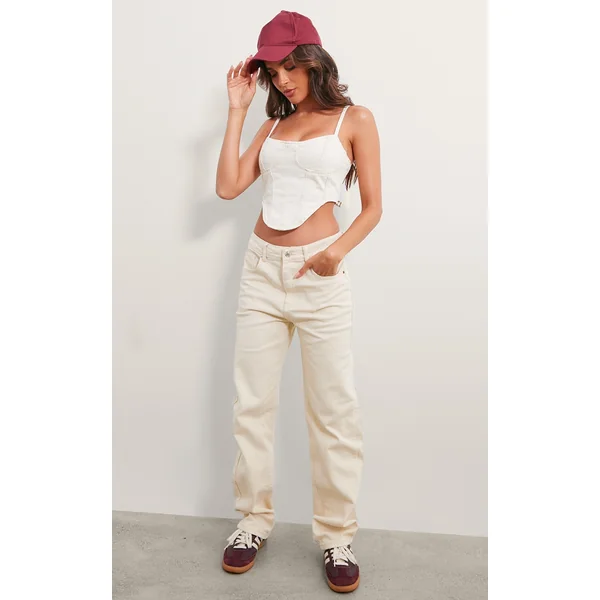 Washed Stone High Waist Straight Leg Jeans